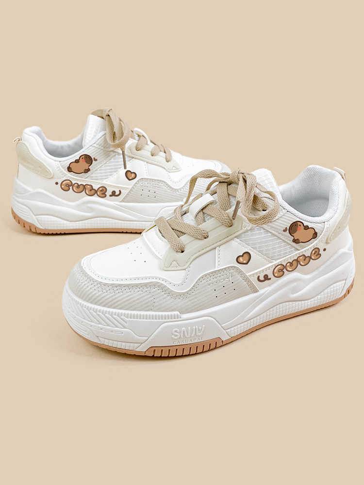 Soft Bottom Khaki Flats - Cute Lace-Up Board Shoes for All-Day Comfort - Buy Center