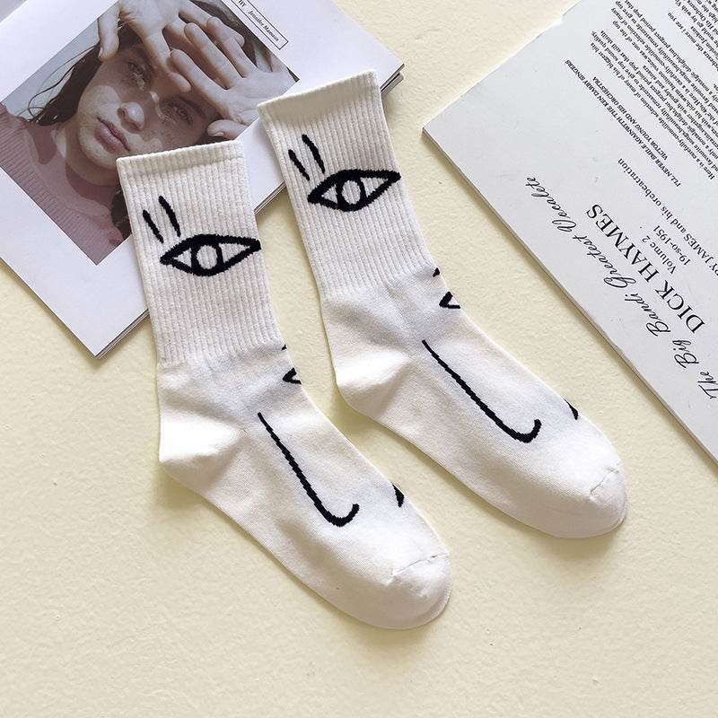 Boneless Suture Tube Socks - Trendy Abstract Lines, Free Size Comfort - Buy Center
