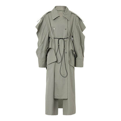 Trendy Women's Elastic Waisted Trench Coat - Autumn Street Style 2025 - Buy Center