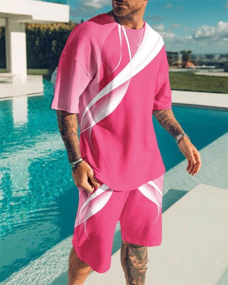 Men's Youth Slim Sports T-Shirt & Shorts Set - 3D Stylish Activewear - Buy Center