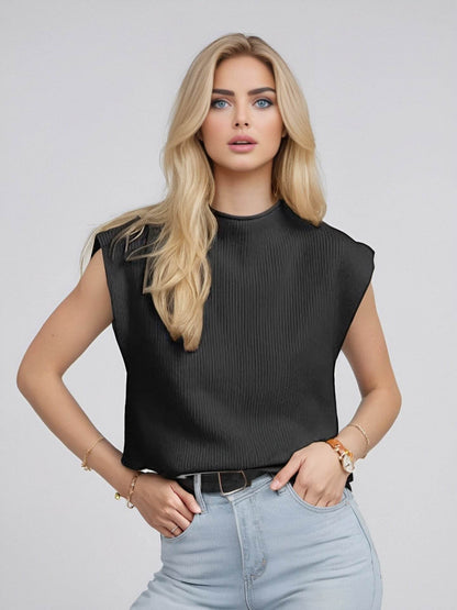 European American Turtleneck Vest Sweater - Sleeveless Casual Chic Look - Buy Center