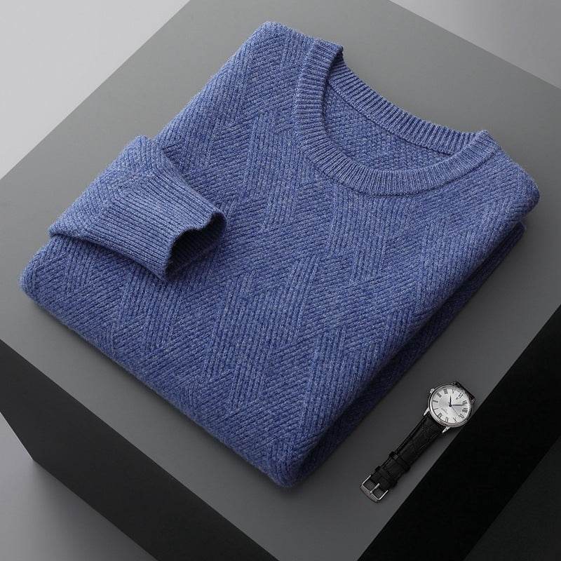 Men's Round Neck Pullover Sweater - Loose Fit Thick Wool for Comfort - Buy Center