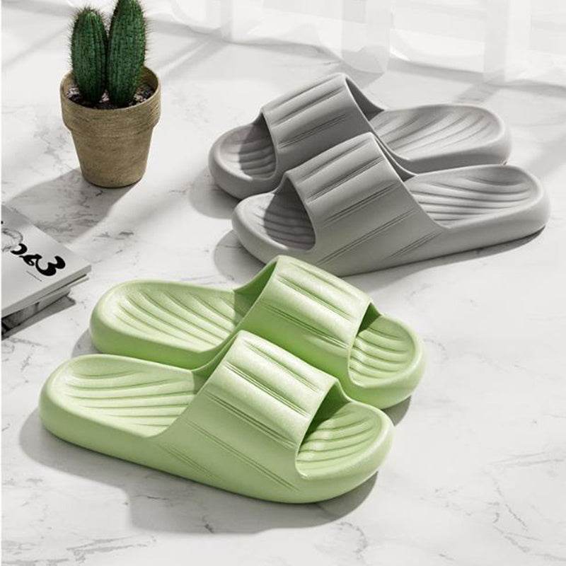 Fashion Solid Color Striped Slippers - Non-slip Thick Bottom for Couples - Buy Center