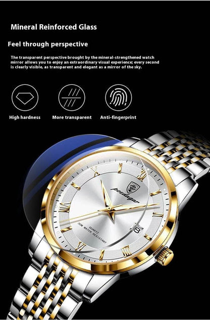 Men's Waterproof Quartz Watch - Luminous Display & Calendar Function - Buy Center
