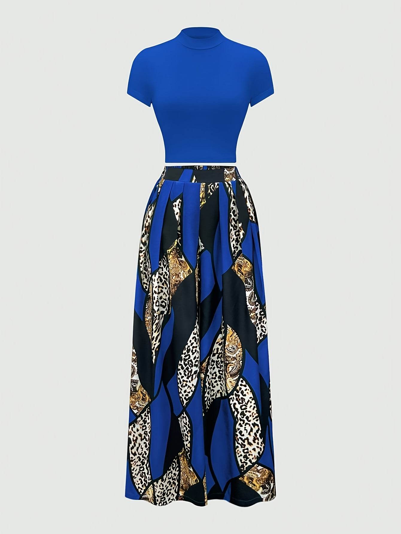 Elegant Two-Piece Set: Fitted T-Shirt & Loose Trousers for Summer - Buy Center