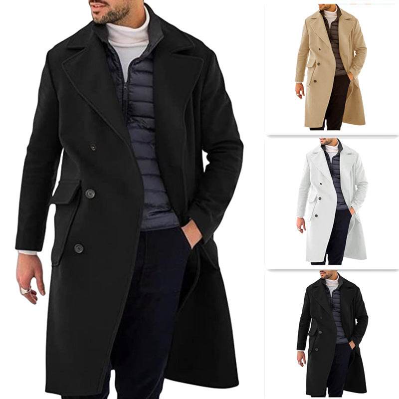 Thickened Woolen Men's Coat - Double Breasted, Stylish Colors for 2025 - Buy Center