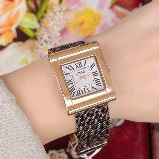 Fashion Steel Belt Leopard Print Square Watch - Waterproof & Stylish for Women - Buy Center