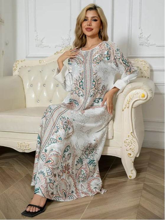 Buycenter Floral Print Long Sleeve Abaya Dress - Elegant Ladies Fashion - Buy Center