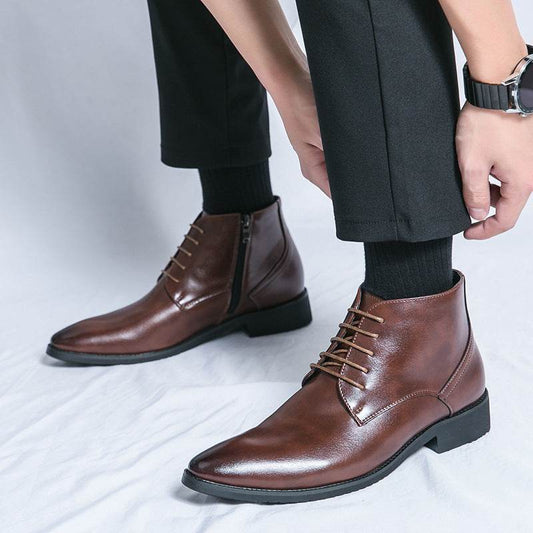 Stylish High-Top Martin Boots with Zipper - Height Increasing Design - Buy Center