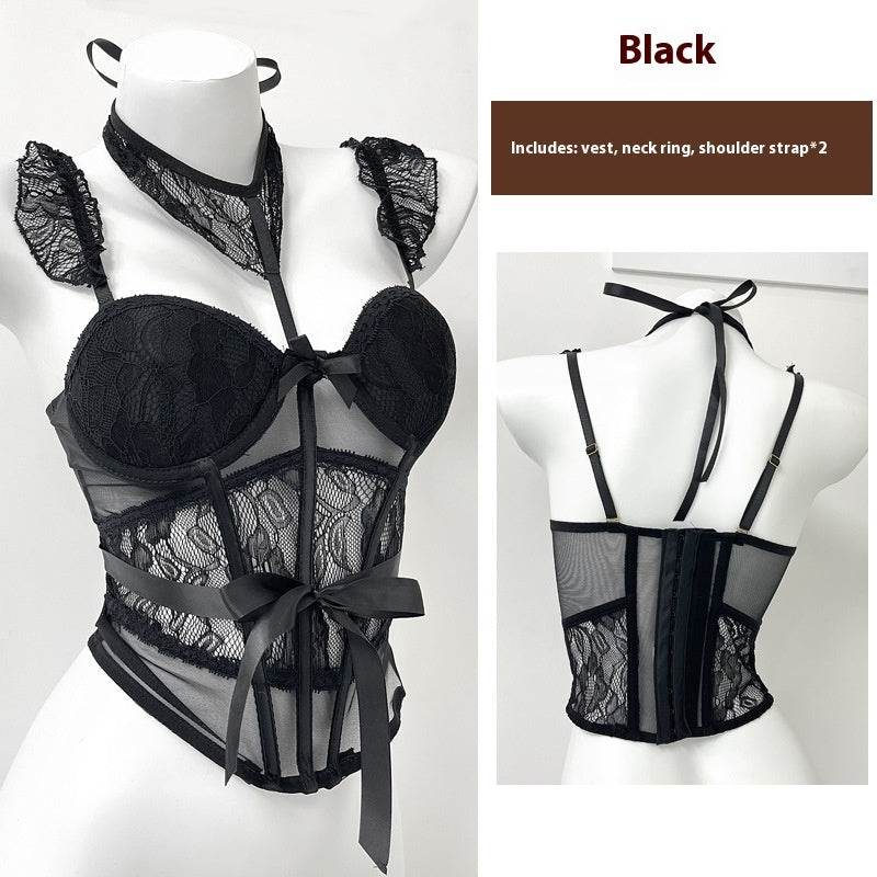 Women's Fishbone Camisole - Wine Red Halter Top with Detachable Straps - Buy Center