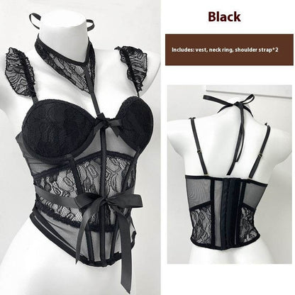 Women's Fishbone Camisole - Wine Red Halter Top with Detachable Straps - Buy Center