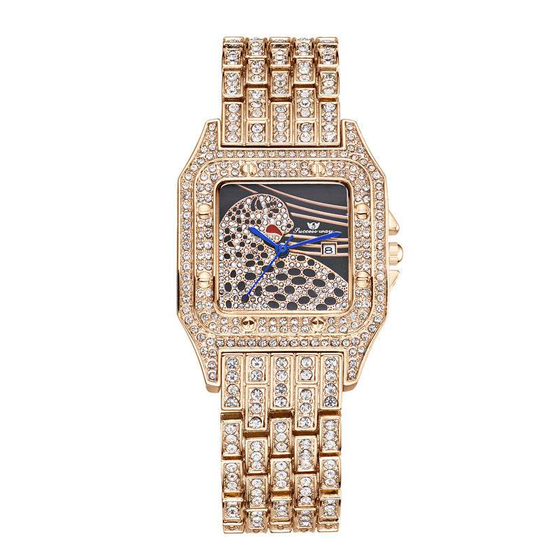 Buy Center Square Leopard Diamond Women's Watch - Waterproof Quartz Style - Buy Center