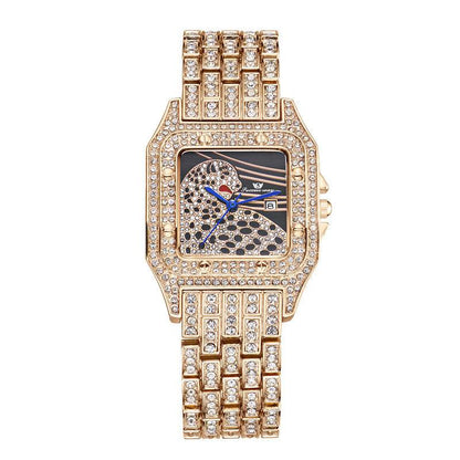 Buy Center Square Leopard Diamond Women's Watch - Waterproof Quartz Style - Buy Center