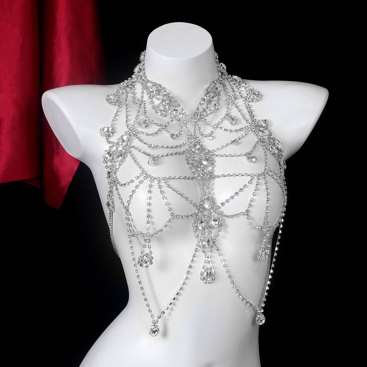 Rhinestone Multi-layer Body Chain Necklace - Elegant Gold/Silver Accessory - Buy Center
