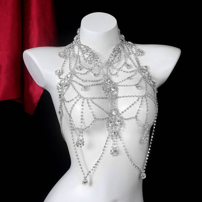 Rhinestone Multi-layer Body Chain Necklace - Elegant Gold/Silver Accessory - Buy Center