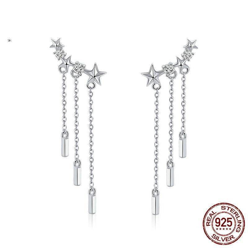 Buy Center Trendy Silver Inlaid Gemstone Earrings - European & American Style - Buy Center
