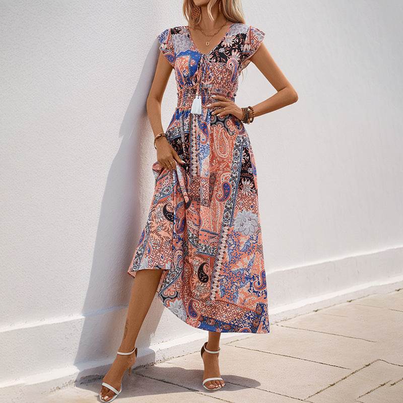 Elegant Summer A-Line Dress - European American Style in Light Brown - Buy Center