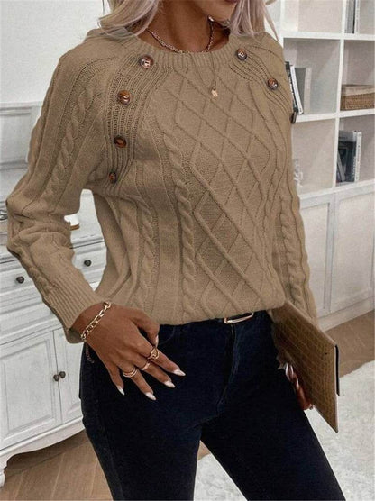 Twisted Pullover Round Neck Sweater - Loose Fit in Stylish Colors - Buy Center