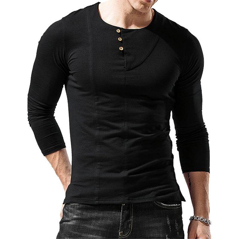 Buycenter Men's Long-Sleeved T-Shirt - Stylish Round Neck, 5 Colors - Buy Center