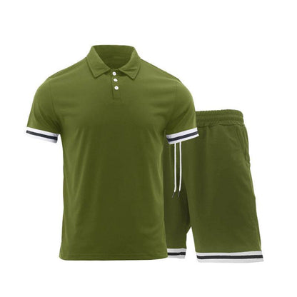 Buycenter Casual Lapel T-Shirt Suit for Men - Short Sleeve & Shorts - Buy Center