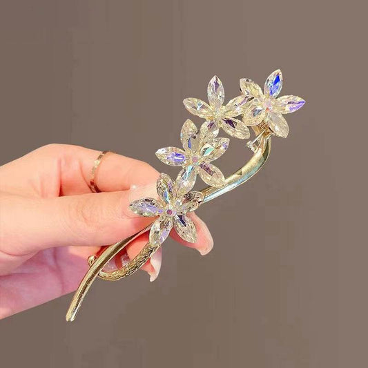 Elegant Crystal Flower Twister Clip - Stylish Hairpin for Upscale Looks - Buy Center