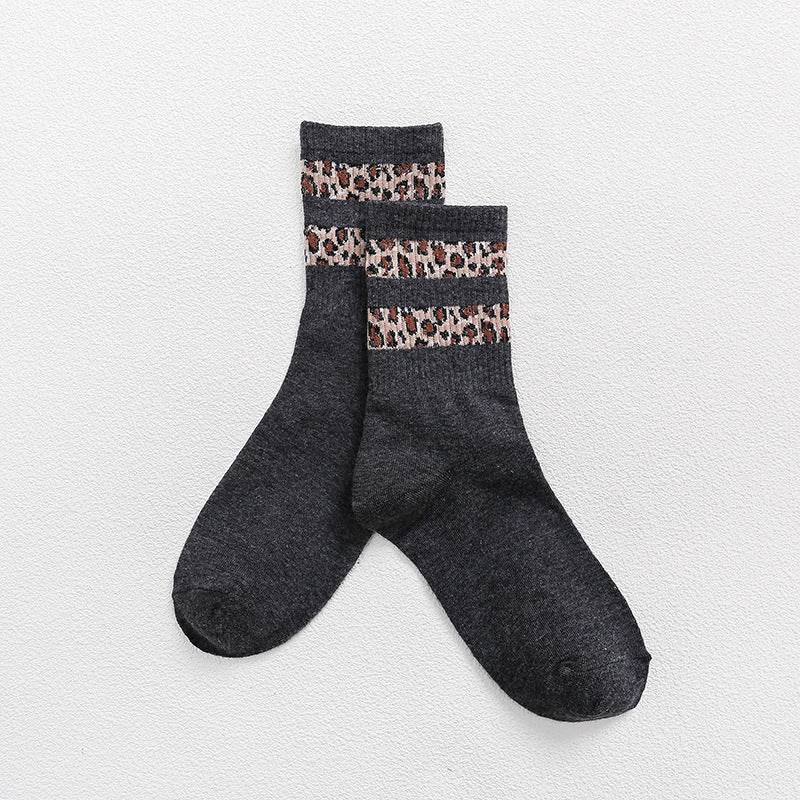 Mid-Calf Leopard Print Socks for Women - Stylish Cotton Comfort 2025 - Buy Center