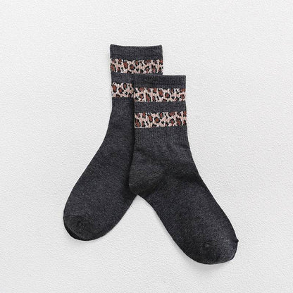 Mid-Calf Leopard Print Socks for Women - Stylish Cotton Comfort 2025 - Buy Center