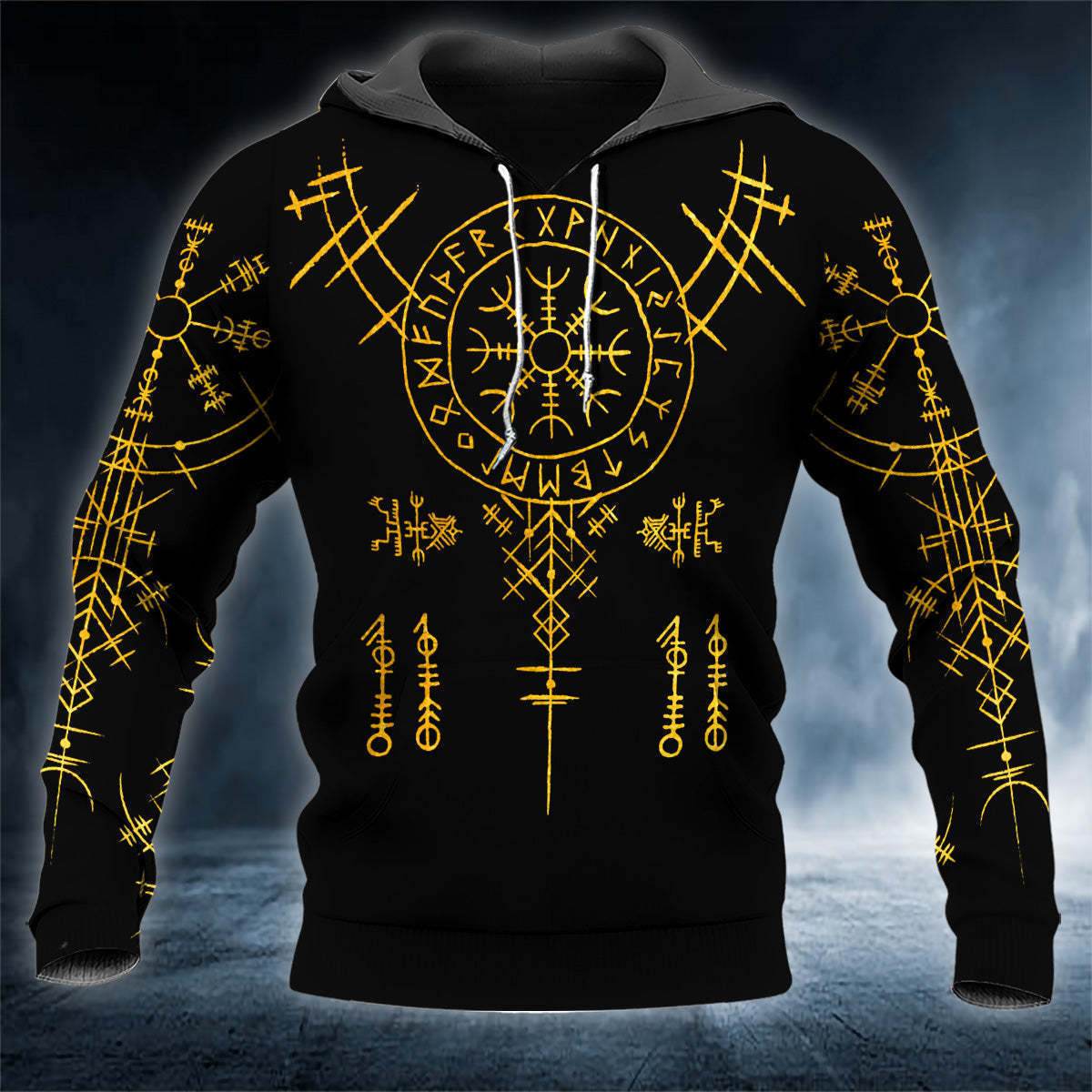 Viking Rune Pattern Hoodie for Men - Ethnic Style and Comfort 2025 - Buy Center