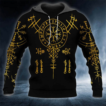 Viking Rune Pattern Hoodie for Men - Ethnic Style and Comfort 2025 - Buy Center