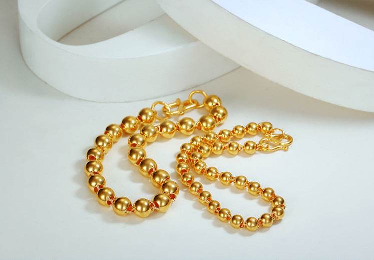 Men's Round Bead Bracelet - 24K Gold Imitation in Premium Brass Design - Buy Center