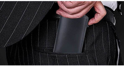 Crazy Horse Leather Card Clamp Wallet - Stylish & Anti-Degaussing for Men - Buy Center