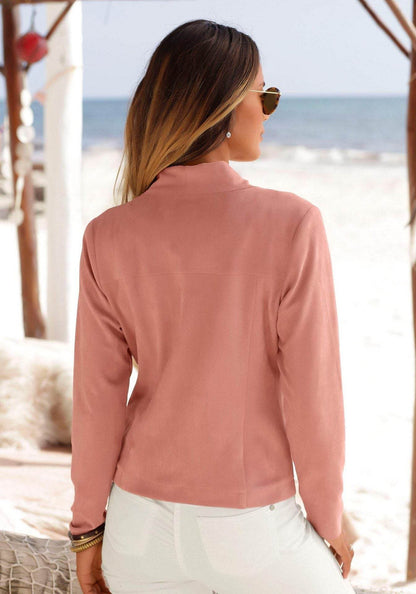 Buycenter Irregular Leather Patchwork Coat - Casual Long Sleeve Style - Buy Center