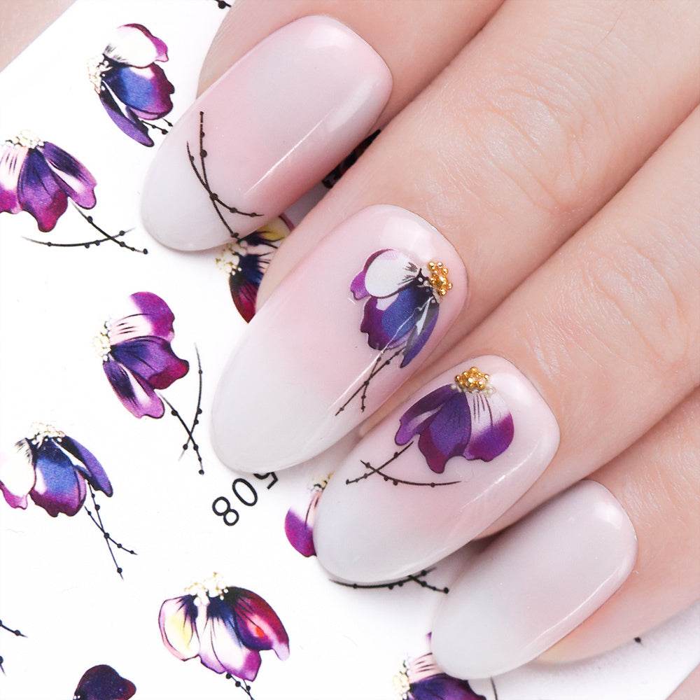 Butterfly Flower Nail Art Stickers - DIY Water Transfer Decals for Manicures - Buy Center