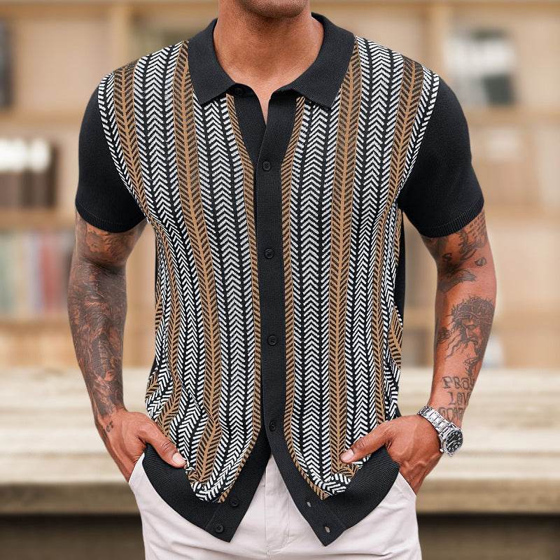 Men's Casual Striped Jacquard Sweater - Soft Tencel Fabric, Summer Style - Buy Center