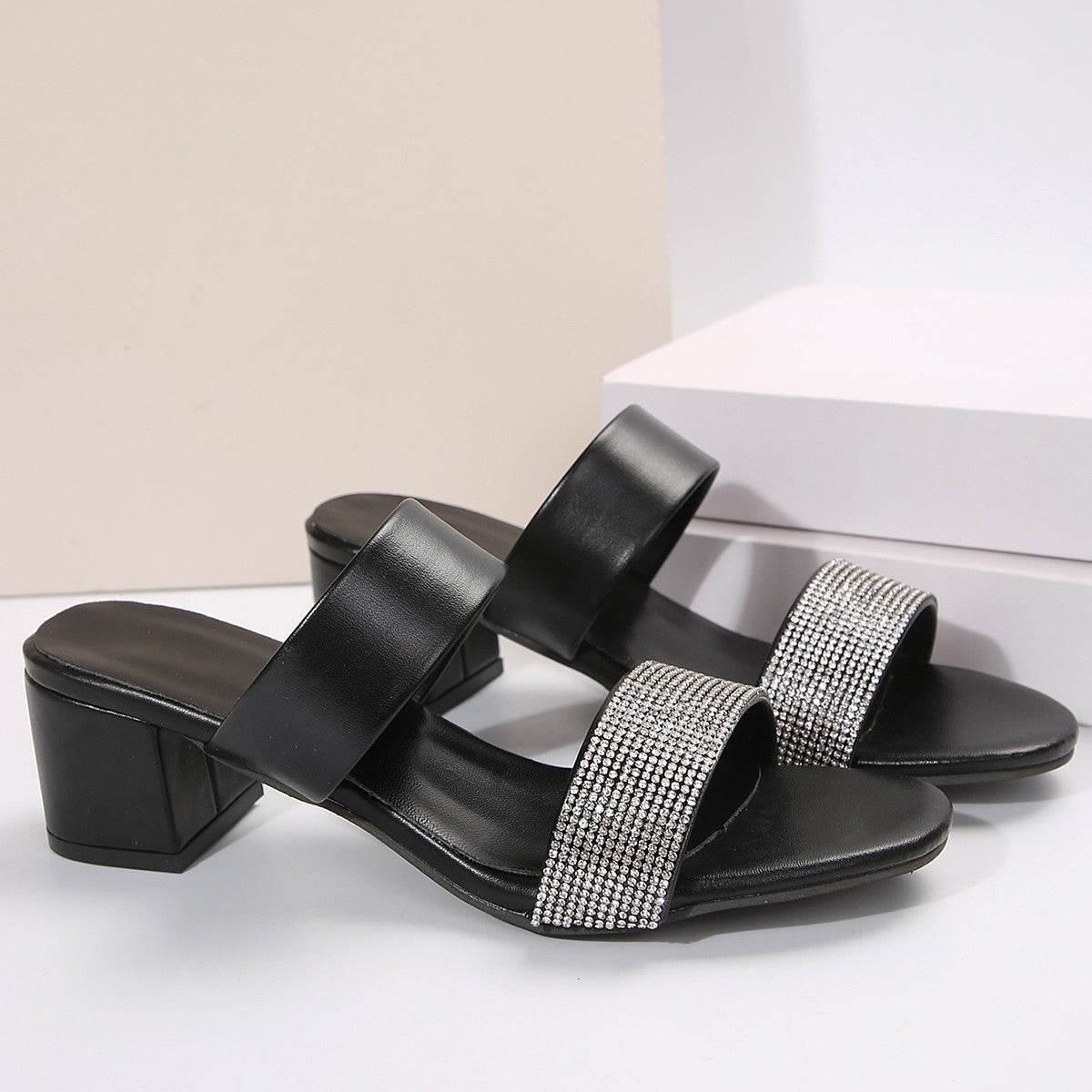 Women's Rhinestone Slippers - Stylish Fish Mouth Sandals for 2025 - Buy Center