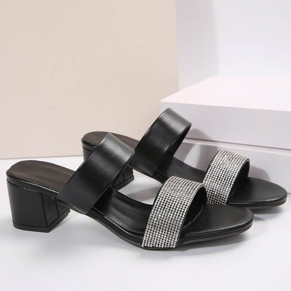 Women's Rhinestone Slippers - Stylish Fish Mouth Sandals for 2025 - Buy Center