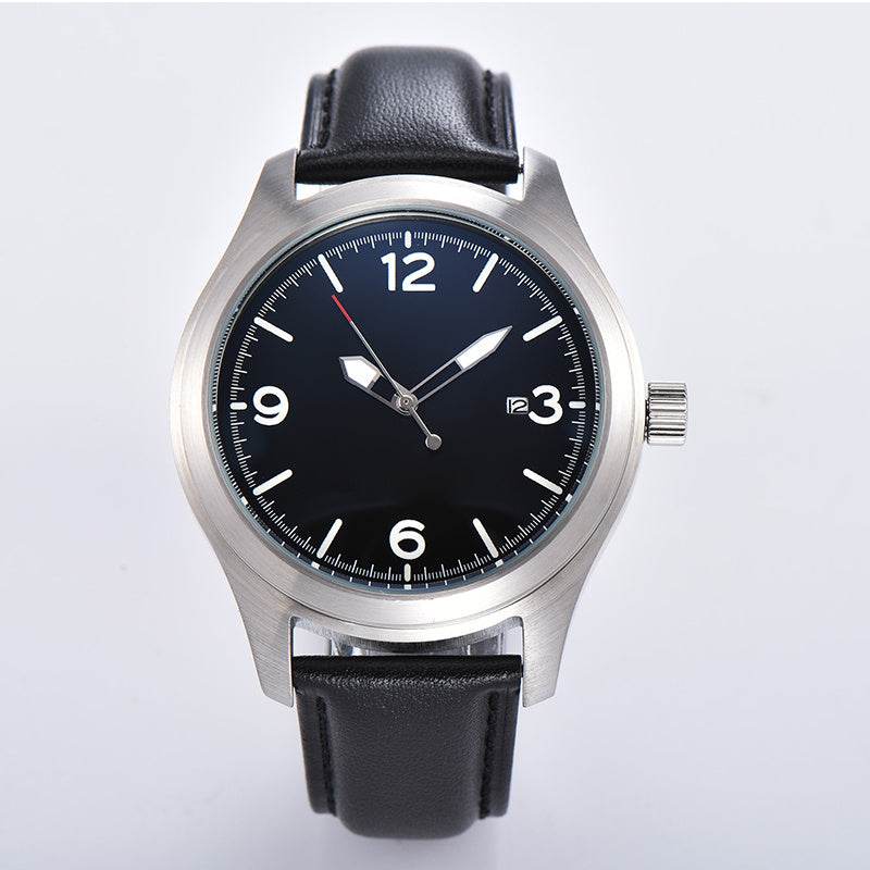 Buycenter Luminous Mechanical Watch - Casual Brown Leather Strap, 44mm Dial - Buy Center