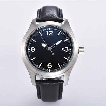 Buycenter Luminous Mechanical Watch - Casual Brown Leather Strap, 44mm Dial - Buy Center