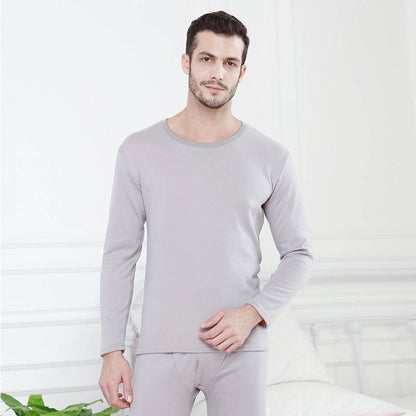 Men's Plush Thermal Underwear Set - Cozy Pullover & Loose Pants - Buy Center