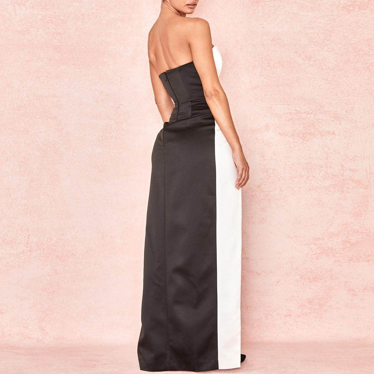 Buycenter Sexy Black & White Prom Dress - Stylish Stitching Design - Buy Center