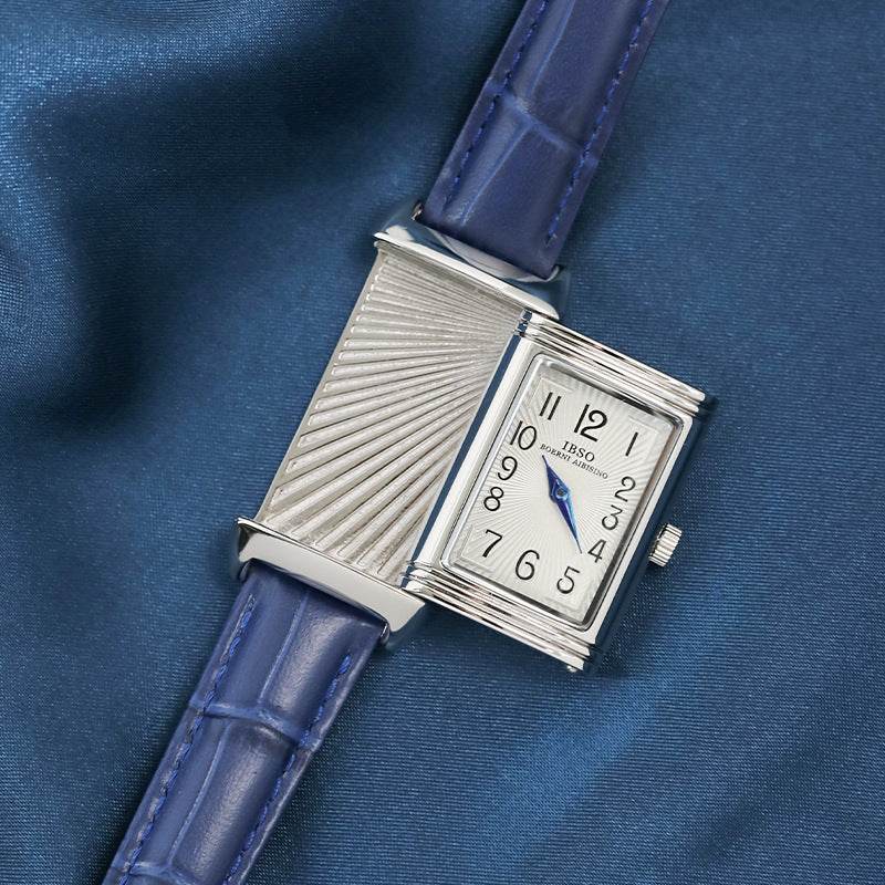 Flip Women's Square Leather Strap Watch - Stylish Silver Case & Comfort - Buy Center