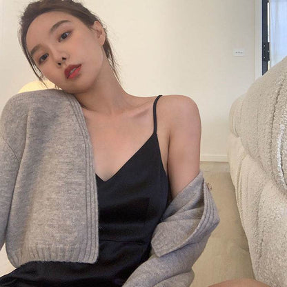 Buycenter V-Neck Solid Color Sweater Suit - Korean Style for Autumn & Winter - Buy Center