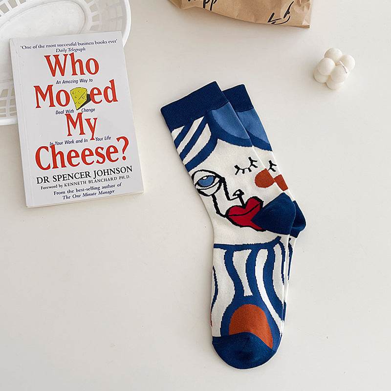 Boneless Suture Tube Socks - Trendy Abstract Lines, Free Size Comfort - Buy Center