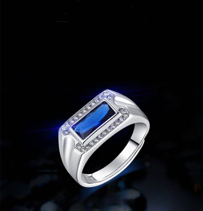 S925 Sterling Silver Kyanite Ring - Modern Geometric Design for Men - Buy Center