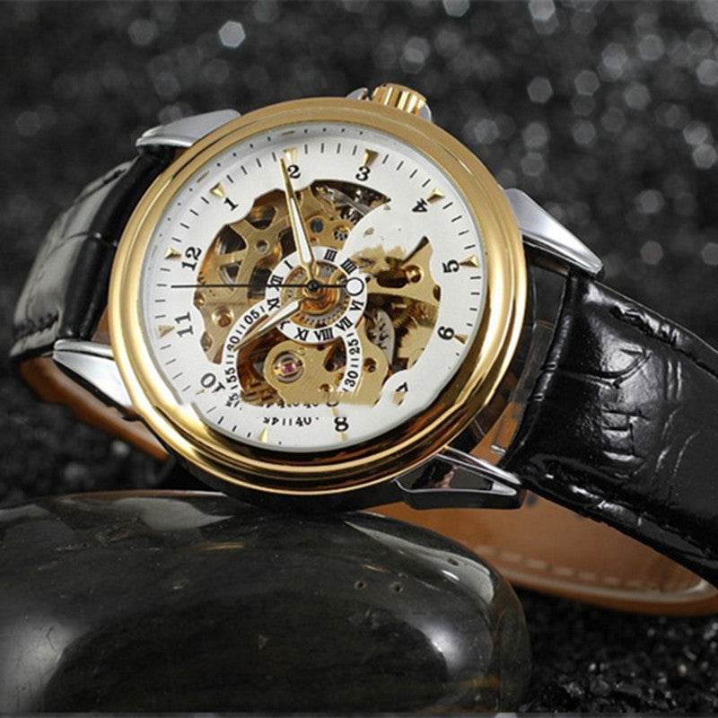 Men's Full Hollow Automatic Mechanical Watch - Stylish Stainless Steel Design - Buy Center