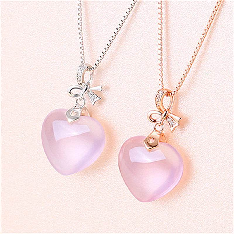 Buy Center Heart-Shaped Pendant Necklace - Rose Gold & White Gold Options - Buy Center