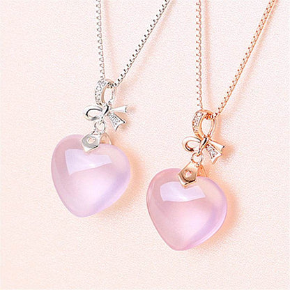 Buy Center Heart-Shaped Pendant Necklace - Rose Gold & White Gold Options - Buy Center