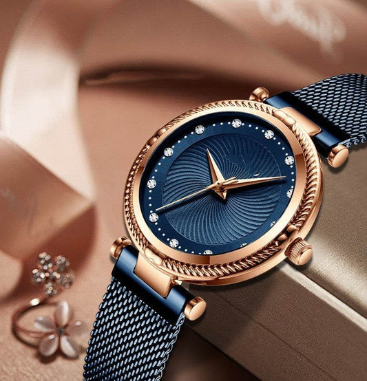 Buy Center Women's Mesh Waterproof Watch - Elegant Diamond-Inlaid Design - Buy Center