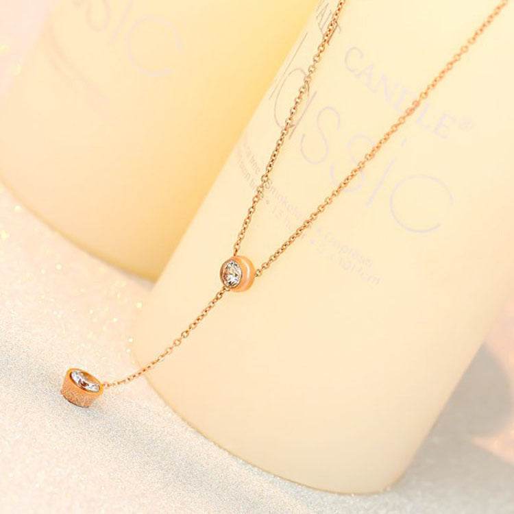 Monica 18K Rose Gold Drill Necklace - Elegant Geometric Design for Ladies - Buy Center