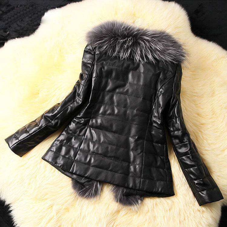 Buycenter Fur Collar Coat - Elegant PU Leather for Commuter Style - Buy Center
